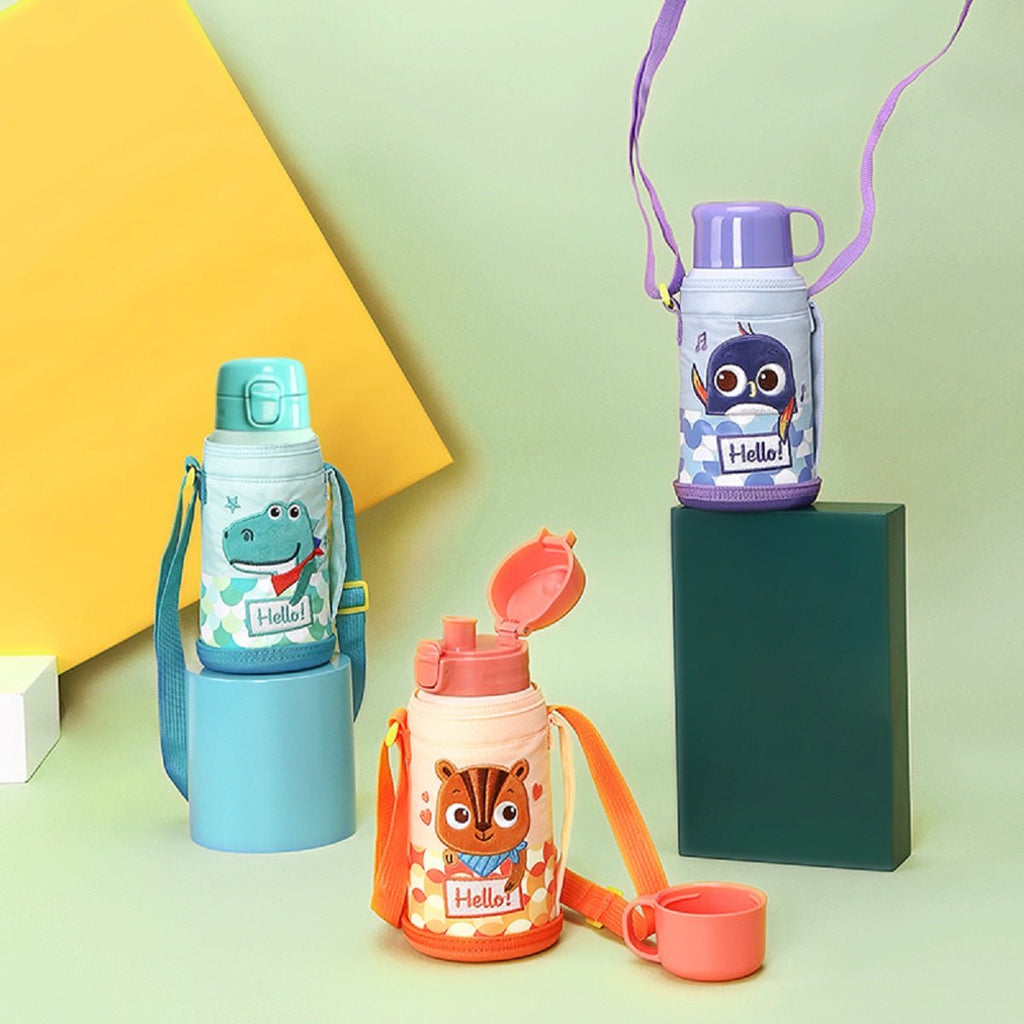 Animal Friends Kids 3 Lid 550ml Mint Insulated Water Bottle