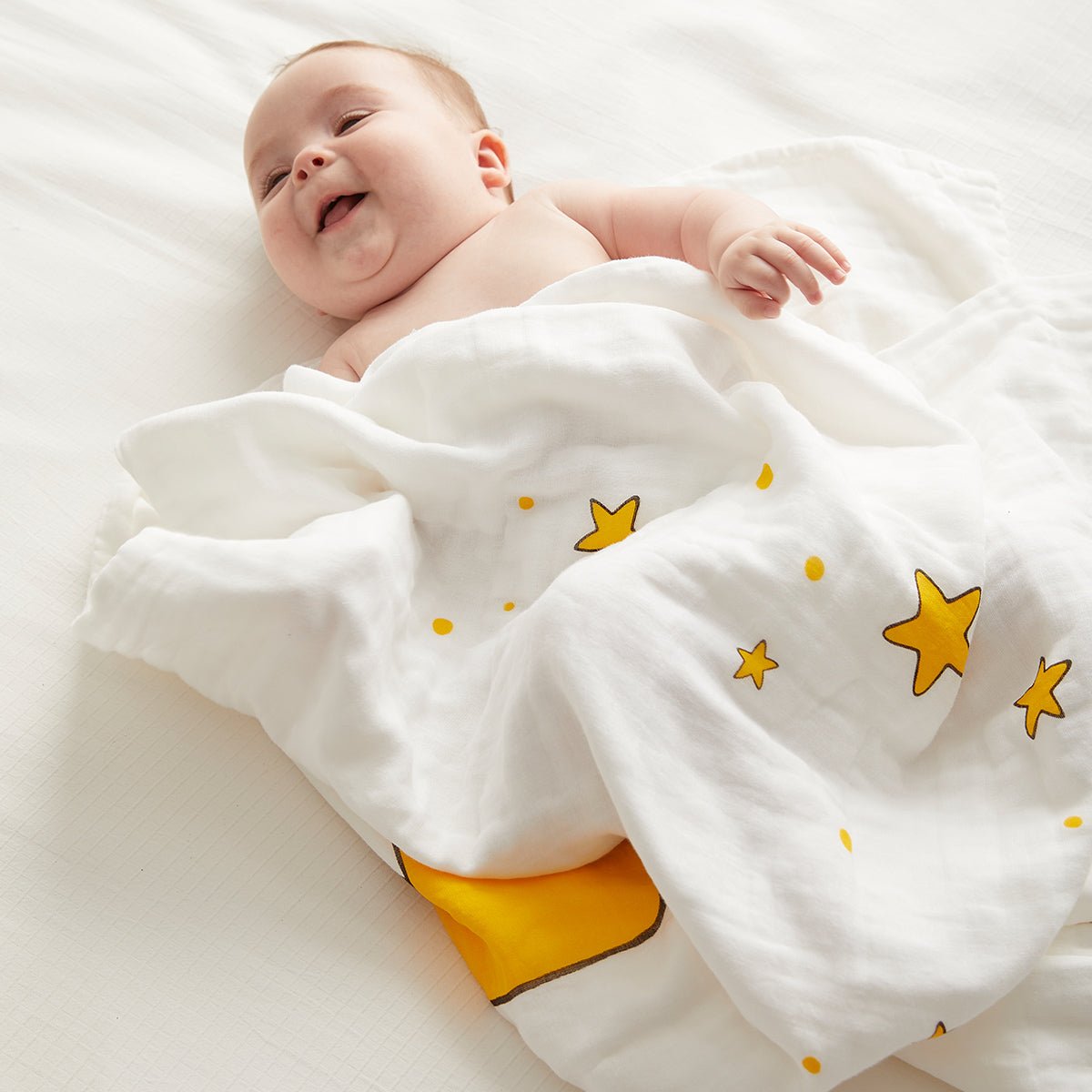 Future Stars Six-layer Cotton Baby Yellow Bath Swaddle Blanket