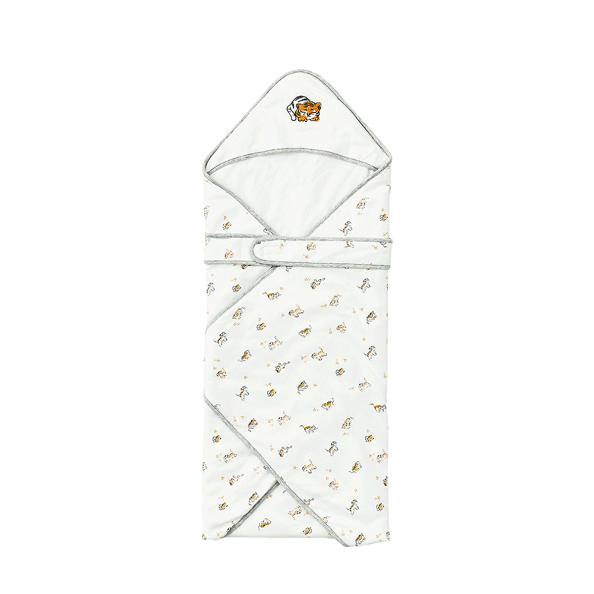Lively Tiger Comfort Cotton Baby White Swaddle Wrap